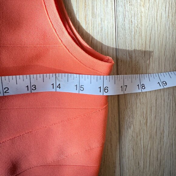 🧡 Coral Reef Bandage Dress | Double V Bodycon | Medium - Picture 9 of 11